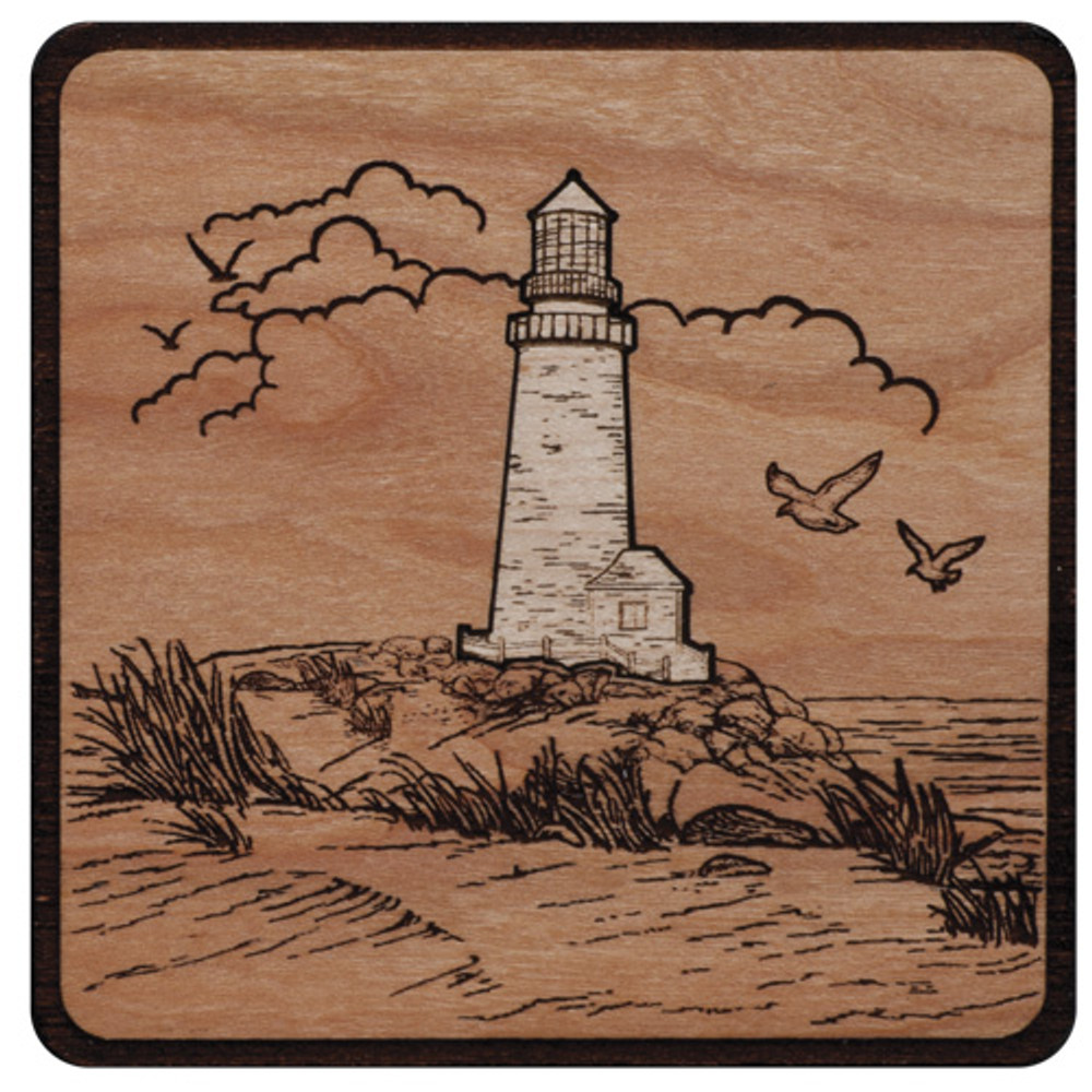 Close up of mosaic lighthouse artwork