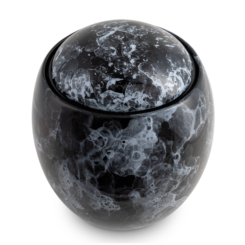Neoteric Marbled Black Ceramic Cremation Urn top view