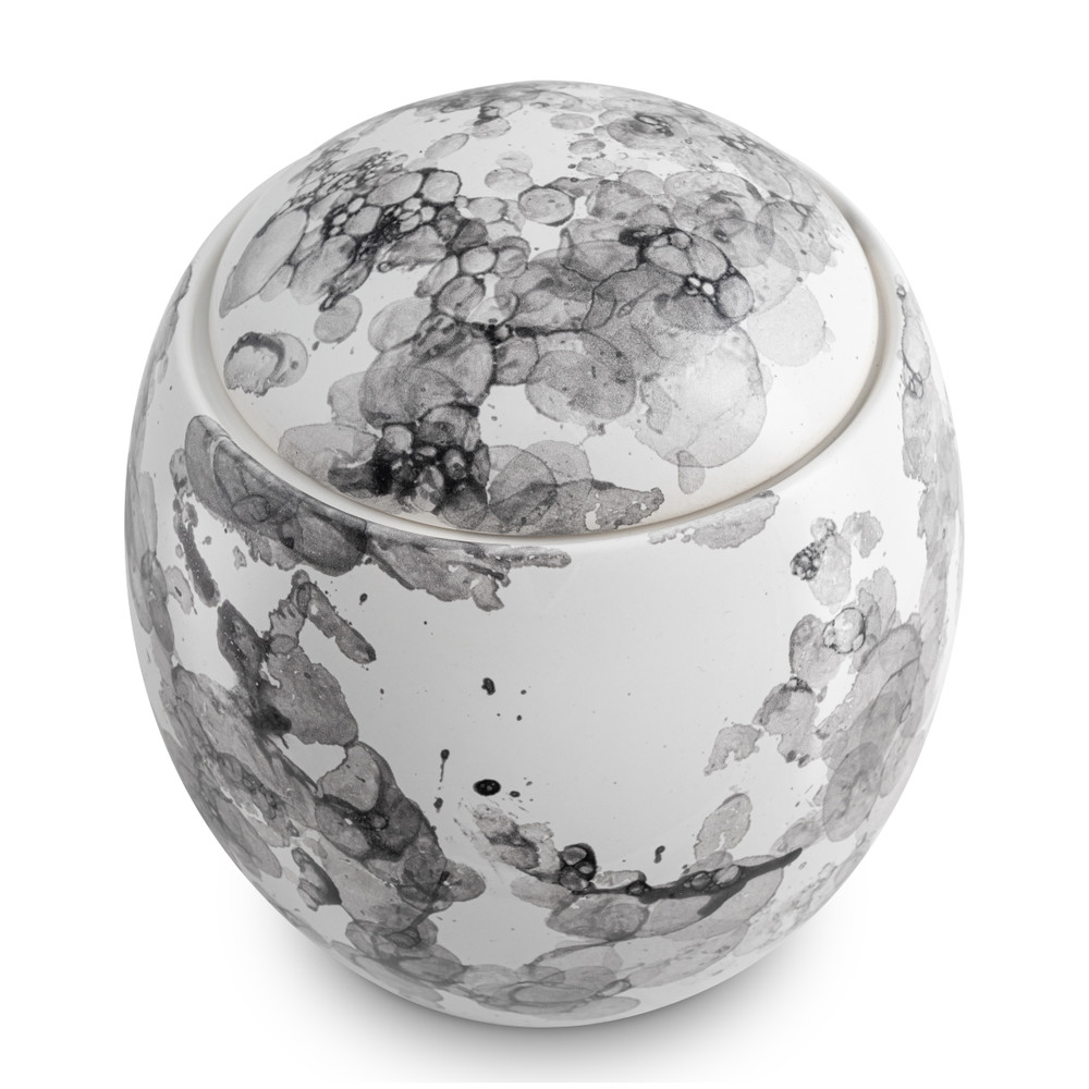 Neoteric Marbled White Ceramic Cremation Urn top view