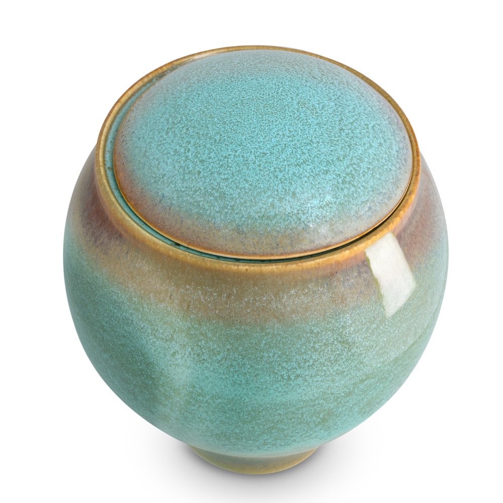 Classic Ocean Blue Cremation Urn top view