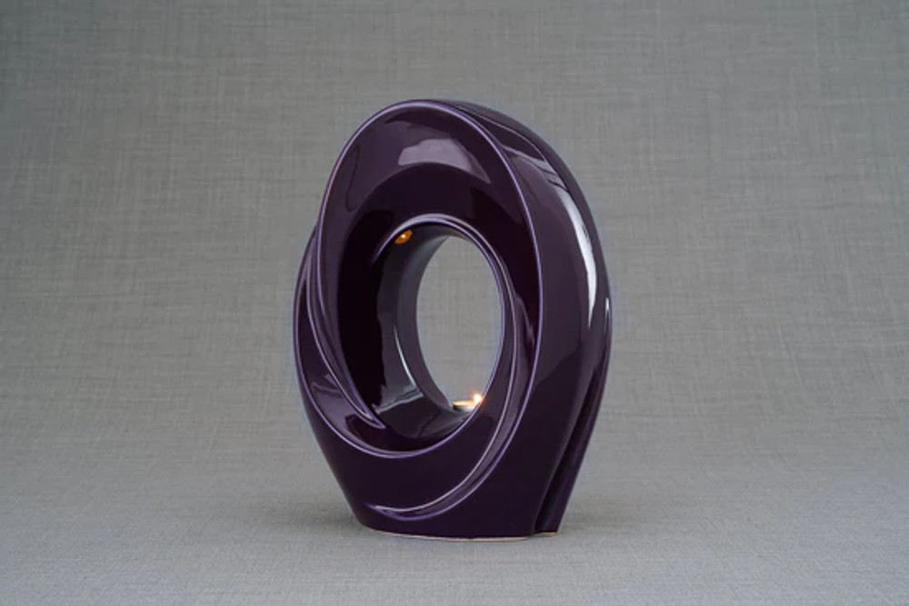 Tea Light Memorial Ceramic Cremation Urn in Violet