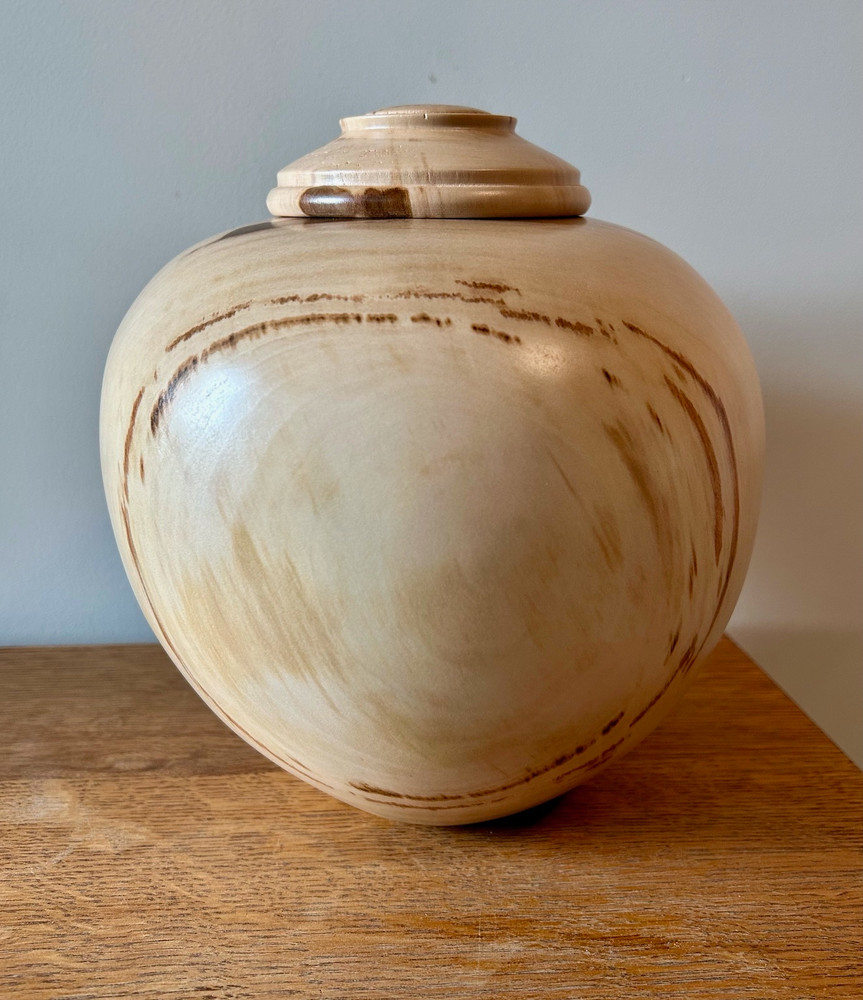 Red Gum Hand Turned Urn (Light side)