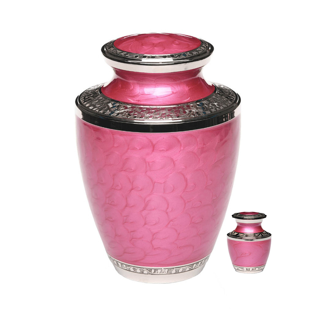 Pink Nickel Plated Brass Urn - Size difference 