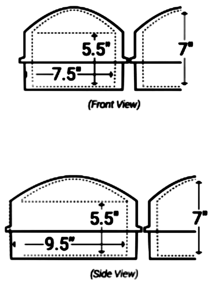 Coronet Vault size schematic 