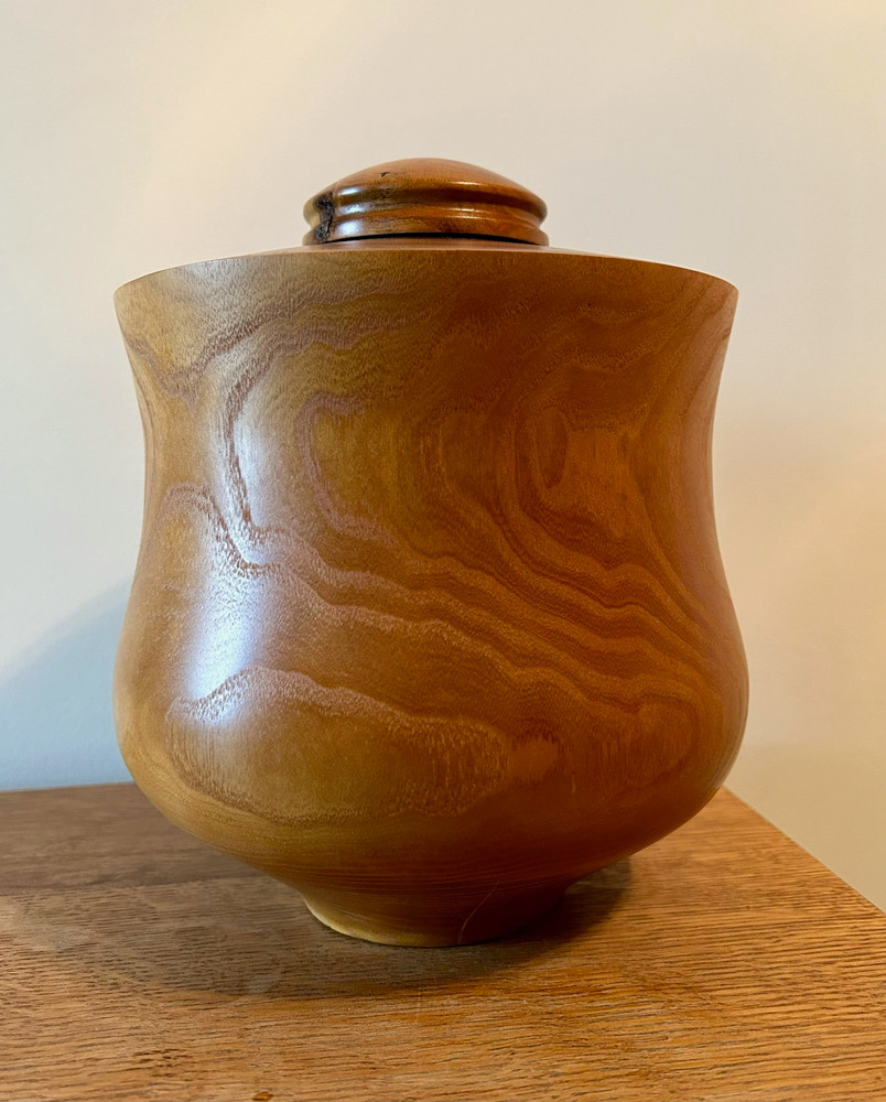 Concaved Mulberry Wood Turned Urn - Front side