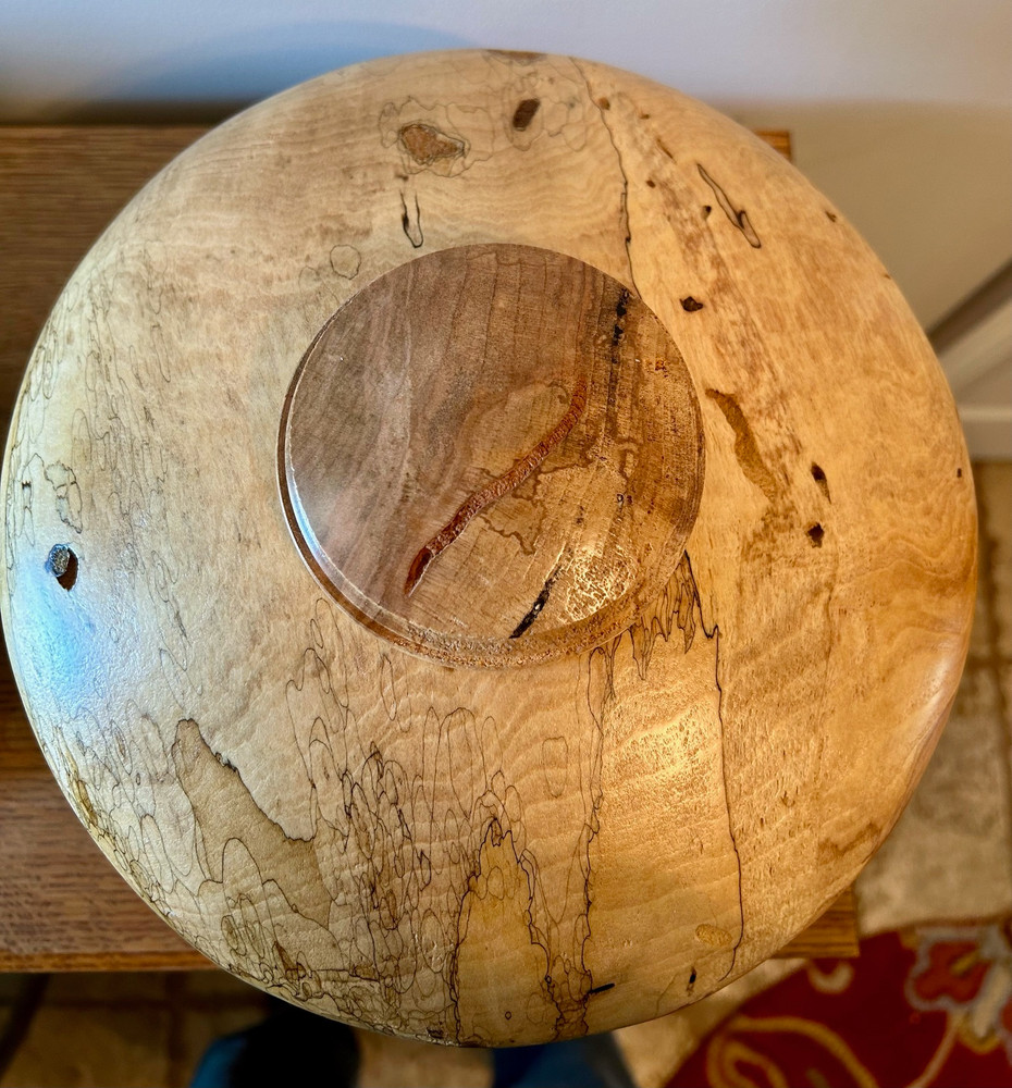 Black Line Spalted Maple Urn (25) - top view