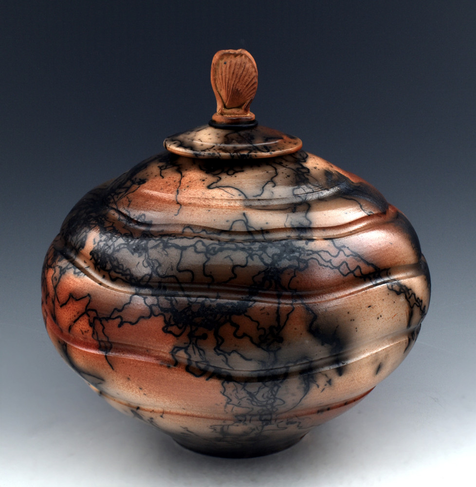 Raku Horsehair Fired Urn 366