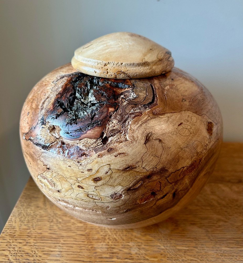 Hand-Turned Maple Burled Urn (27) 