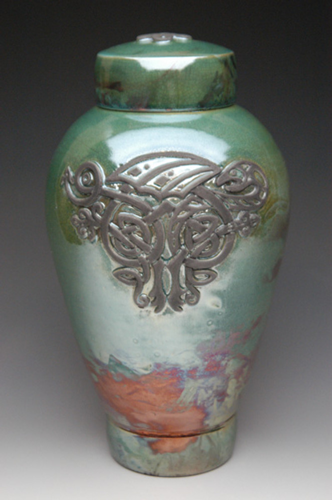 Celtic Dragon Raku Urn