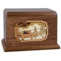 Soulmates Companion Cremation Urn - Walnut - Personalized Bench