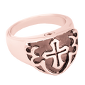 14k Rose gold Men's Cross Cremation Ring (Black)