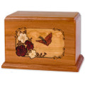 Butterfly & Flowers Wooden Companion Urn - Mahogany Wood
