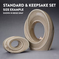 Size Comparison - Standard Adult Urn & Small Keepsake Set
(Shown in Beige Gray)