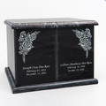 Double Compartment Companion Urn in Black with Inscription - Personalized with ROSE 01