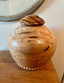 Hand Carved Ash Urn with Exotic Wood Lid (Side view)