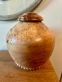 Hand Carved Ash Urn with Exotic Wood Lid