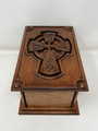 Hand-Carved Cremation Urn with Trinity Knot Celtic Cross - Top view