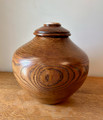 Small Mulberry Wood Turned Urn with Picasso Jasper Stone - front side