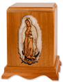 Our Lady of Guadalupe Cremation Urn in Mahogany