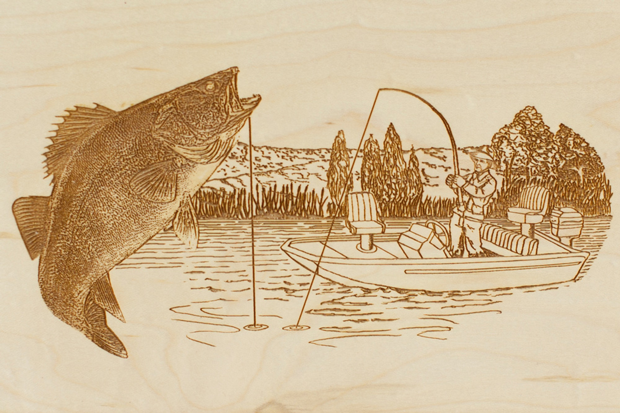Laser Carved Wood Cremation Urn - Walleye Fish (Made in USA) - Urns  Northwest