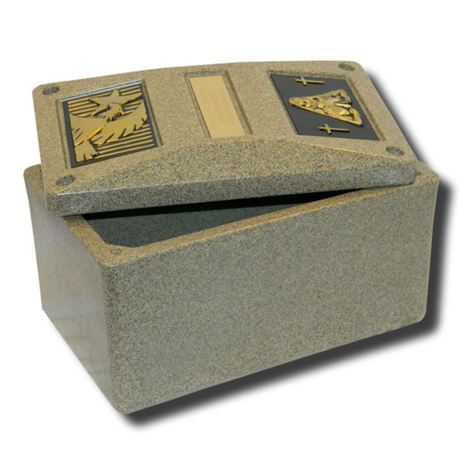 Urn Vault Champion Sandstone-Cross Engraved Name Plate Included 