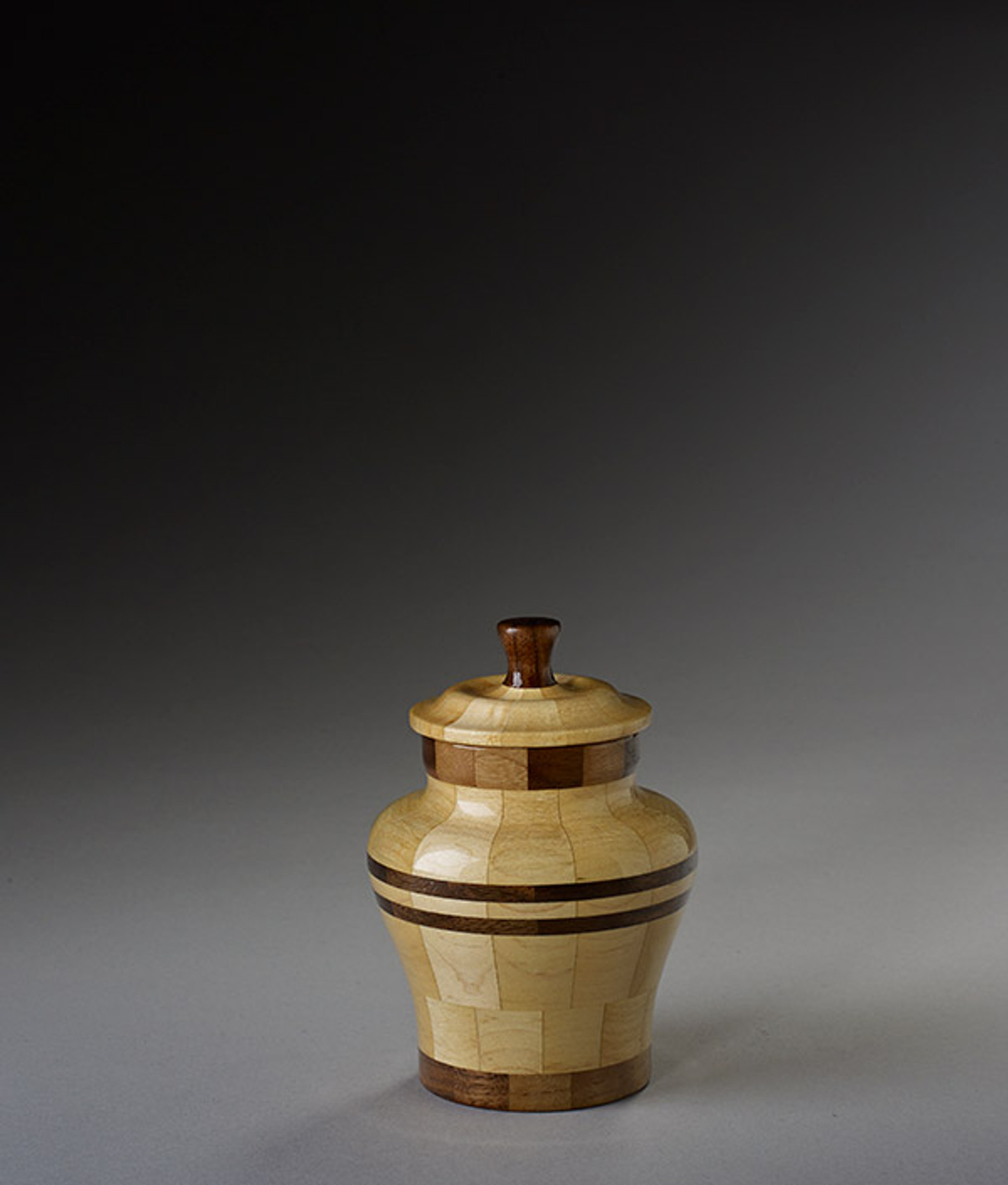 Hand Turned Wood Urn In Maple And Black Walnut Urns Northwest