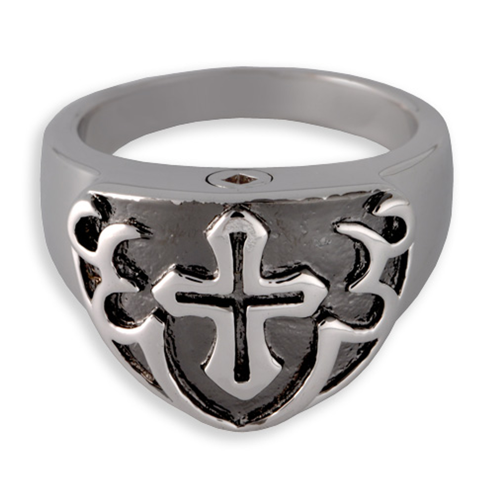 silver cross ring black