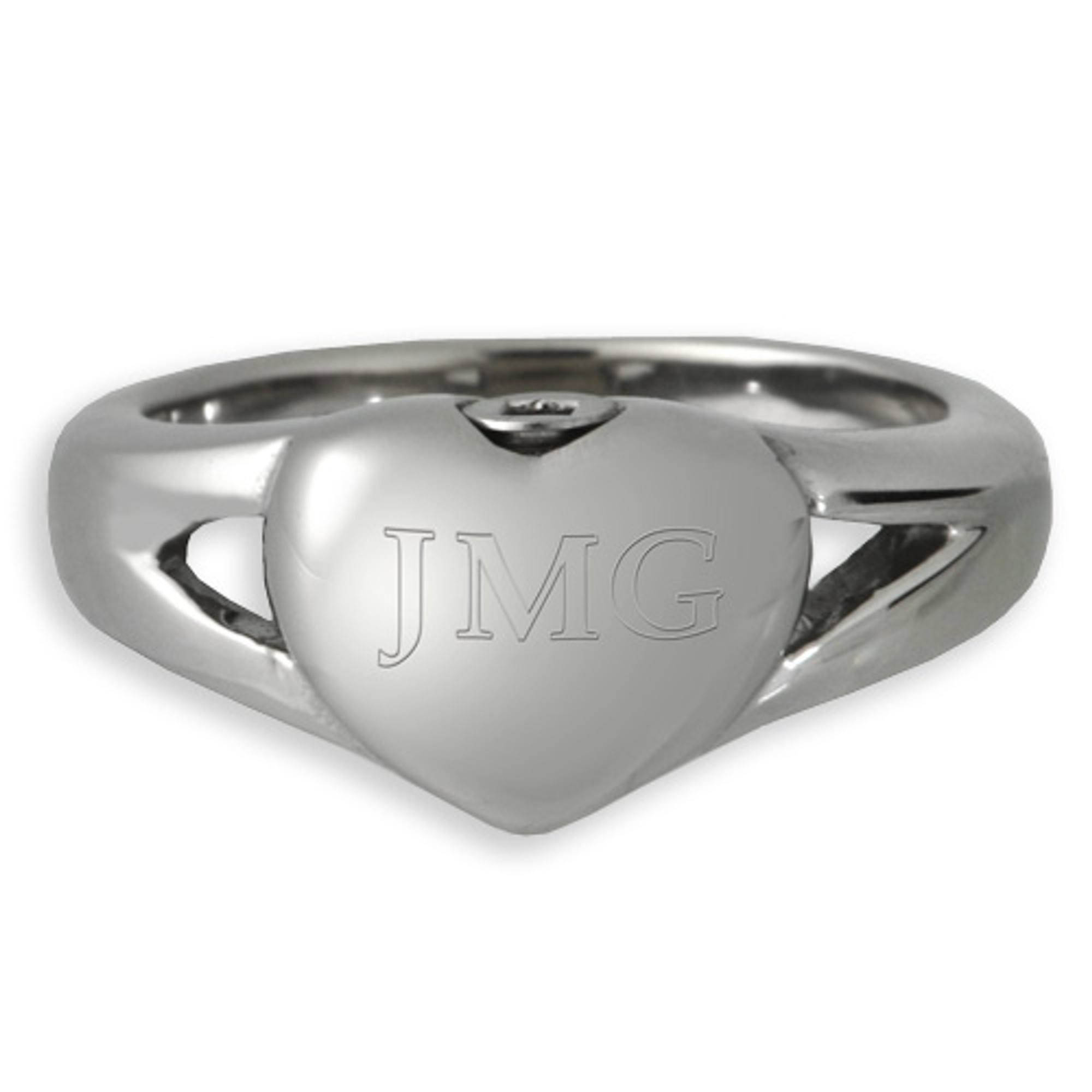 Elegant Heart Cremation Ring in Stainless Steel - Urns Northwest