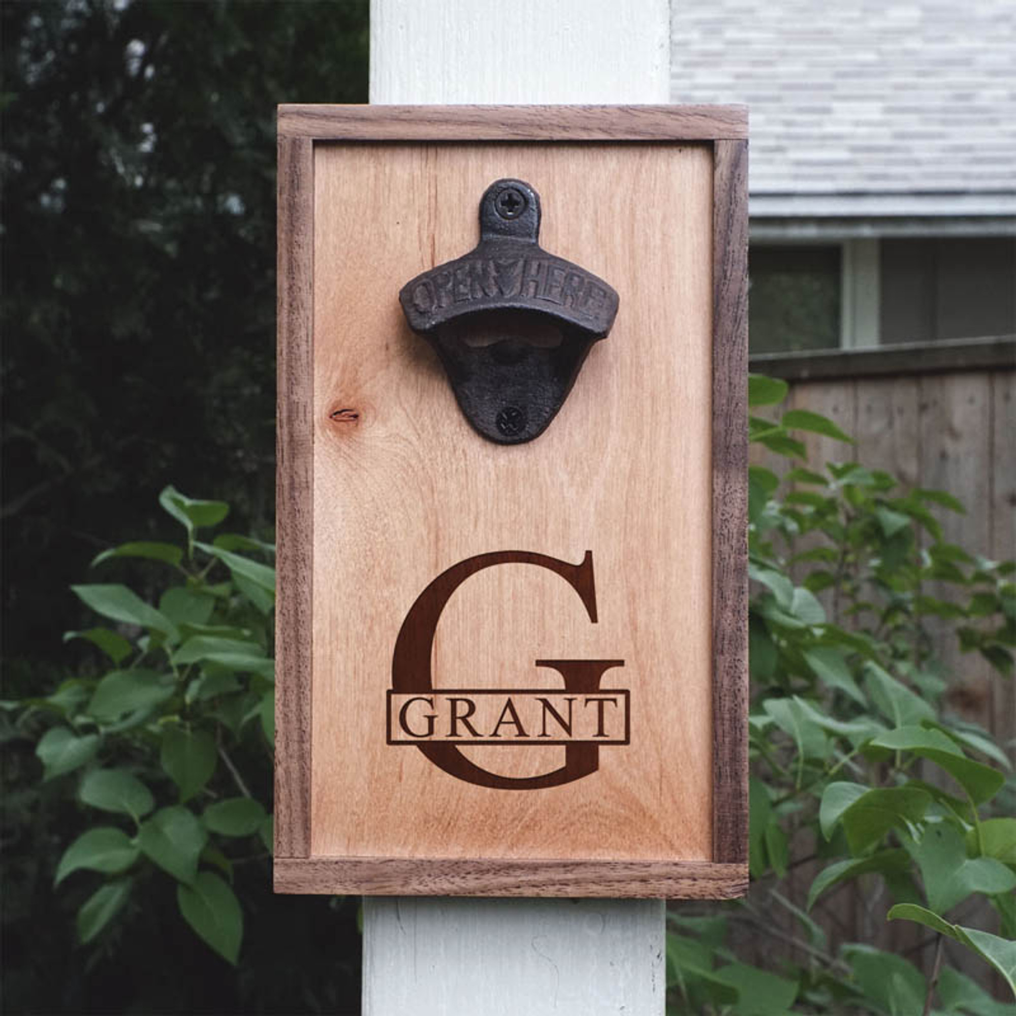 Personalized Wooden Wall Mounted Bottle Opener Sympathy Gift