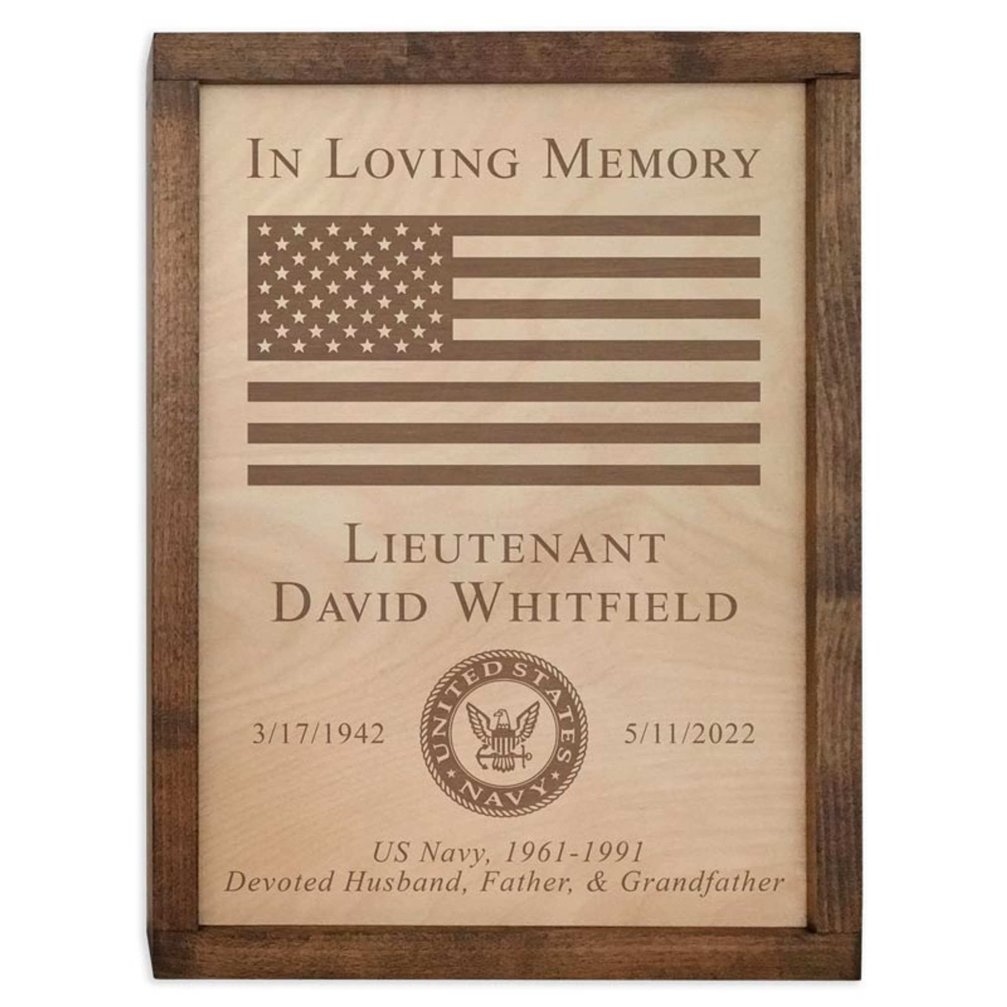Military Memorial Wall Mounted Wood Cremation Urn Plaque - Urns Northwest