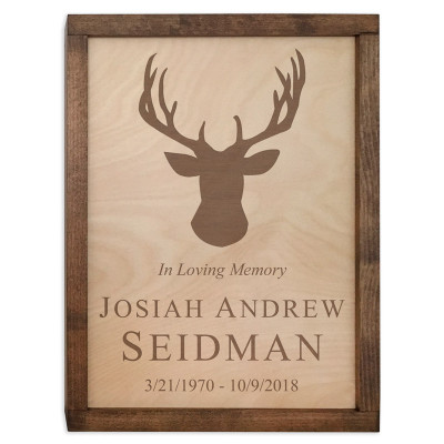 Deer Antlers Wood Cremation Urn Plaque