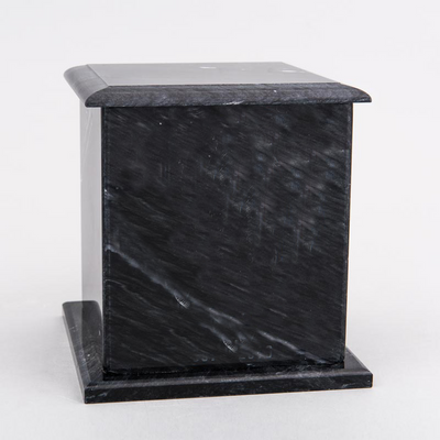 Large Square Marble Pet Urn in Black