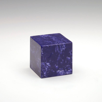 Small Cube Cultured Marble Urn in Cobalt