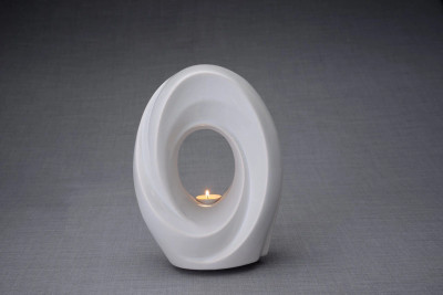 Tea Light Memorial Ceramic Cremation Urn in White