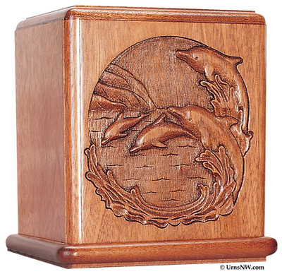 Dolphin Mahogany Urn for Ashes