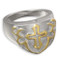 Two-Toned Sterling Silver & 14k Gold Men's Cross Cremation Ring