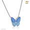 Butterfly Cremation Urn Necklace in Blue - Includes necklace chain