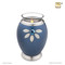Oval Metal Cremation Urn with Swarovski Crystal Flowers - Tealight