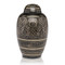 Prestige Brass Cremation Urn with Black & Gold Hand Carved Art Design