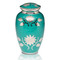 Floral Symphony Brass Urn in Teal Green