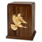 Walnut wood urn for ashes with maple doves inlay