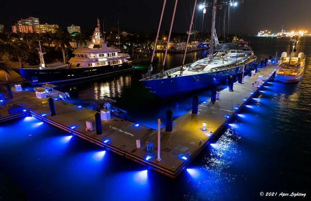 Pier 66 south side with Mantis Underwater Lights and Scallop Pathway Lights