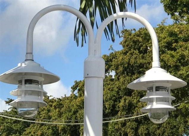 Aluminum Post with Double Pagoda LED Lamps