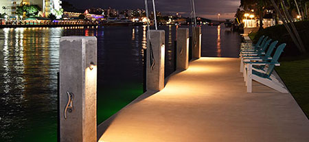 Modern Style Home in Pompano Beach LED Dock Lighting