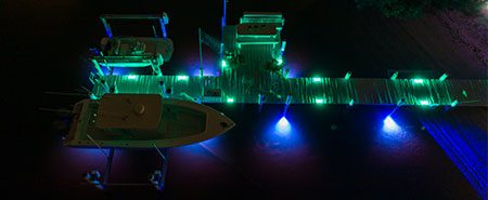 Private Residence in Jupiter Florida Color Changing Dock Lights