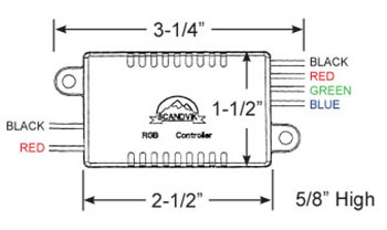 RGB 4-Color Controller Dimensions