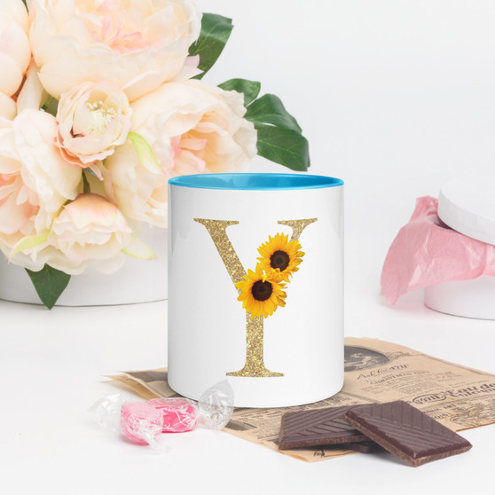 Initial Mug "Y" with Yellow or Blue Inside