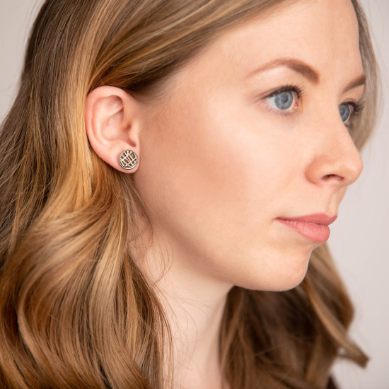 Rose Gold Leather Stud Earring