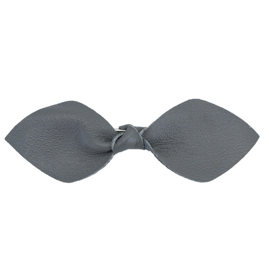 Grey Leather Bow Clip