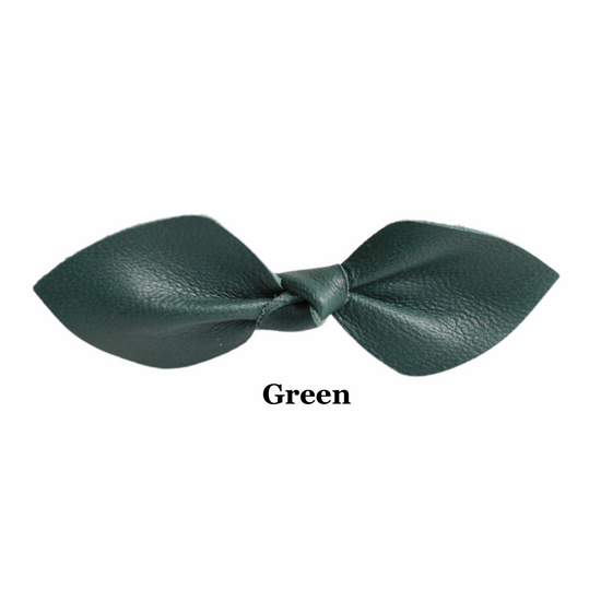 School Color  Leather Bow Clip